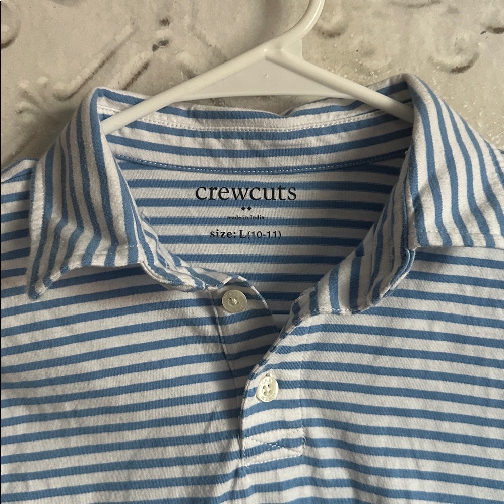Crewcuts Kids Polo in Blue and White Stripes - Picture 2 of 4